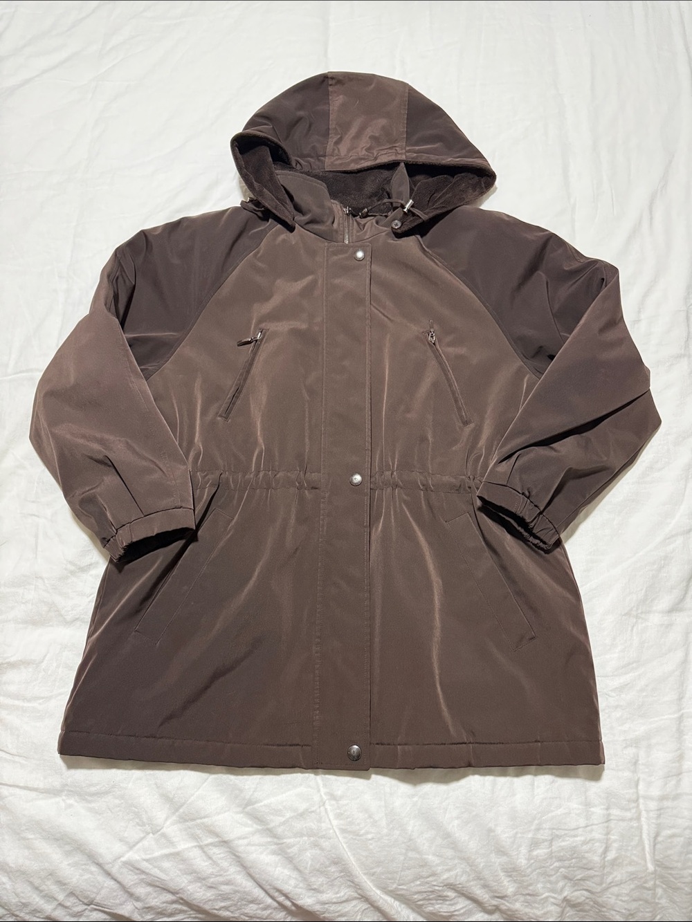 Liz Claiborne Drawstring Coat, Chocolate Brown